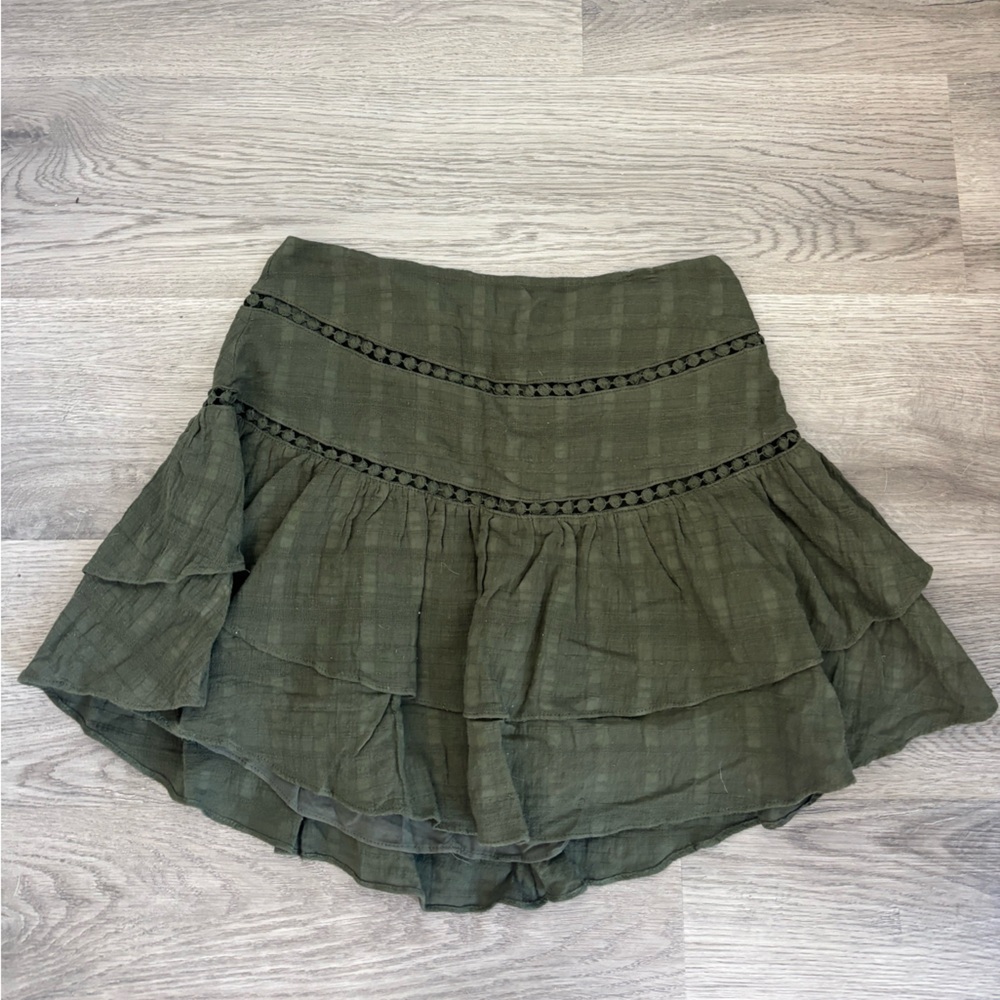 Francesca's Collections Olive Green Tiered Skirt